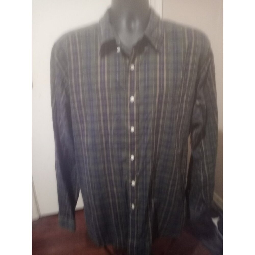 Ralph Lauren Shirt Mens 2XL Blue Green Brown Plaid Button Down Classic Fit